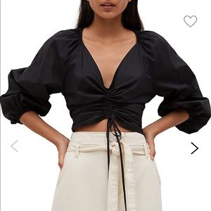 Mango Cotton Blouse with Ruched Detail